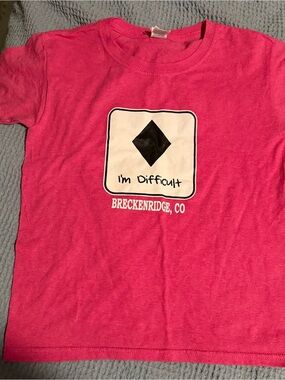 Kids’Novelty Pink Ski T-Shirt "I'm Difficult"